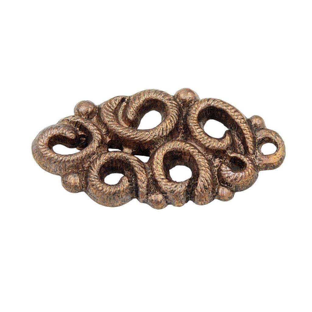 Les Bernard Large Brooch Burnished Copper Tone Swirl Signed Vintage